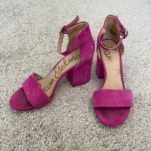 Sam Edelman Pink Suede Block Heel Sandals